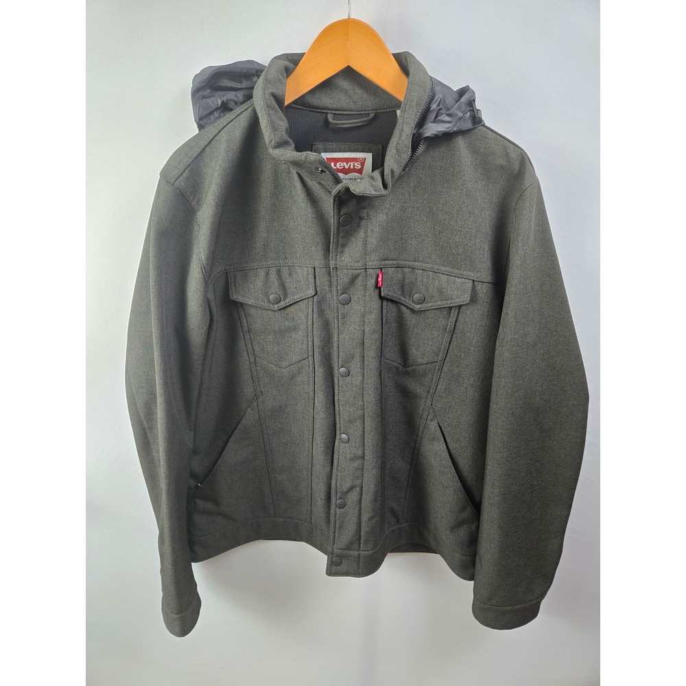 Levi's Hooded Trucker Jacket Charcoal Gray Men's L Utility Outerwear